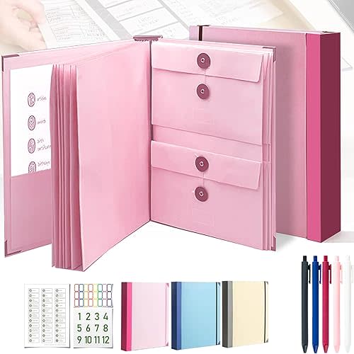 Family/Personal Important Papers Document Life Binder/Folder/Organizer Folio.in Case I Go Missing/Keepsake Certificate/Birth Document Binder Organizer,Fatalities and Folios (Pink(2in Thick))