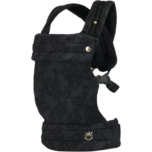 NEST BLANCHE Baby Carrier – Soft Cotton Linen Blend with Magnolia Jacquard Design, Adjustable and Ergonomic for Newborns and Toddlers (Ebony)