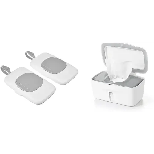 OXO Tot On The Go Wipes Dispenser - 2 P ack & Tot Perfect Pull Wipes Dispenser - Gray, 1 Count (Pack of 1)