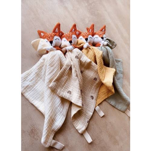 My adorable crocheted cuddly toy Otto the fox - Handmade crocheted fox cuddly toy - Baby cuddly toy - Double cotton gauze - Birth gift - Christmas gift