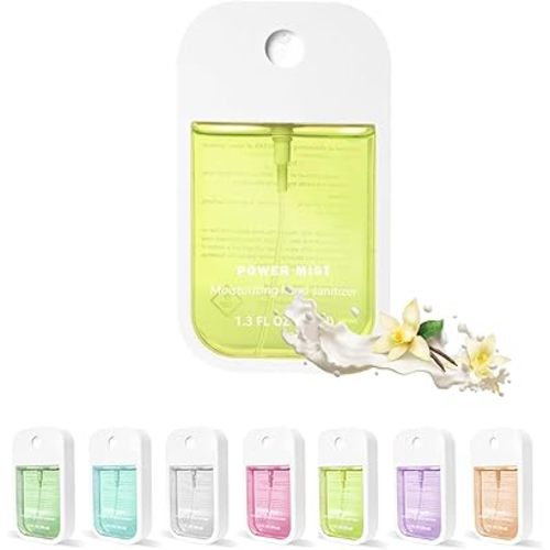 Power Mist Hydrating Hand Sanitizer Spray for Adults and Kids,Portable Hand Sanitizer Spray,Multi-Flavor,1.5 Fl Oz, 500-Sprays Each,Spray Hand Sanitizer Travel Size (Unisex, vanilla)