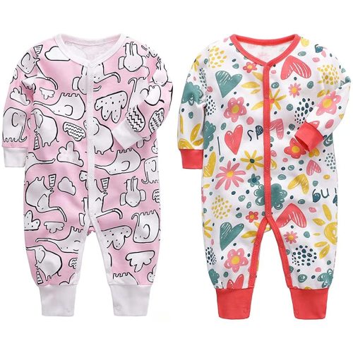 2-Pack Cotton Footless Long Sleeve Romper Jumpsuit Sleep and Play