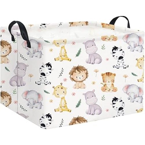 Rectangular Kids Storage Basket Gift Basket Baby Storage Basket Cute Kids Toy Storage Bin Organizer Shelf Book Basket Room Decor(Cute Animal)