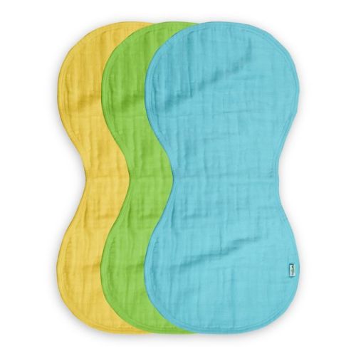 green sprouts® 3-Pack Organic Cotton Muslin Burp Cloths in Aqua/Green