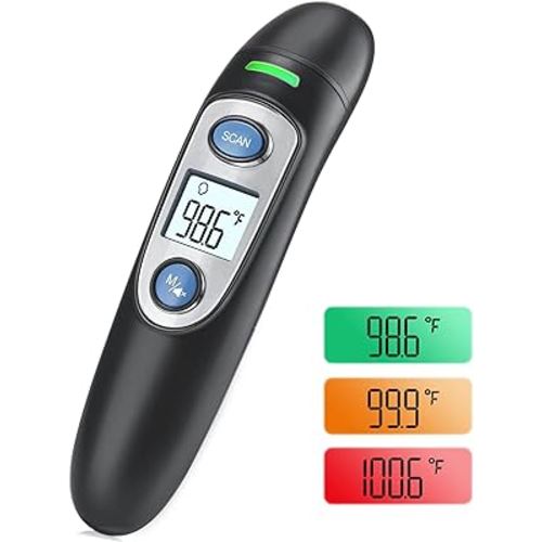 Non-Contact Forehead Thermometer, Digital Thermometer for Adults and Kids, Fast & Accurate with Fever Alarm Memory Function
