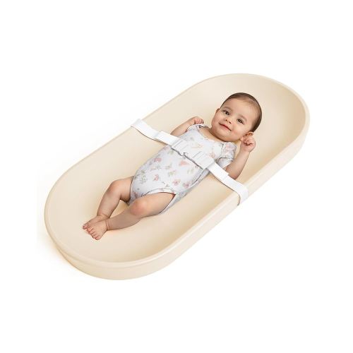COMOMY Baby Changing Pad for Dresser - Wipeable Changing Pad with Restraining Belt, Waterproof, Soft, Lightweight and Portable, Easy to Clean for On The Go Diaper Change, Oatmeal-Colored