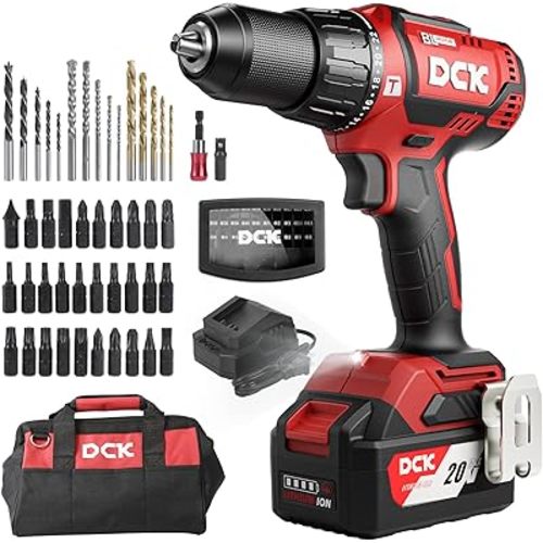 DCK 20V Brushless Hammer Drill, 531 in.lbs, 36000 BPM, 1/2" Keyless All-Metal Chuck, 4.0Ah Battery, 22+1+1 Clutch, Impact Drill Kit for Drilling Brick Wall, Metal, Wood, KDJZ05-13