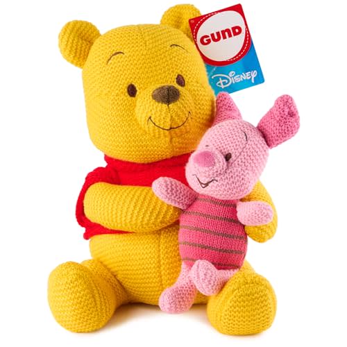 Gund Disney Official Pooh and Piglet Knit Plush, Winnie The Pooh, Stuffed Animal for Ages 1 and Up, Yellow/Pink, 10”