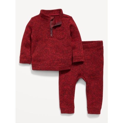 Sweater-Fleece Half-Zip and Pants Set for Baby