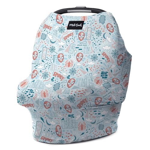 Milk Snob Original Marvel 5-in-1 Baby Cover, Breastfeeding, Car Seat, Carrier, Stroller, High Chair, Shopping Cart, Canopy, Baby Shower Gender Neutral Gifts, Nursing Top (Spider-Man Sketch Book)