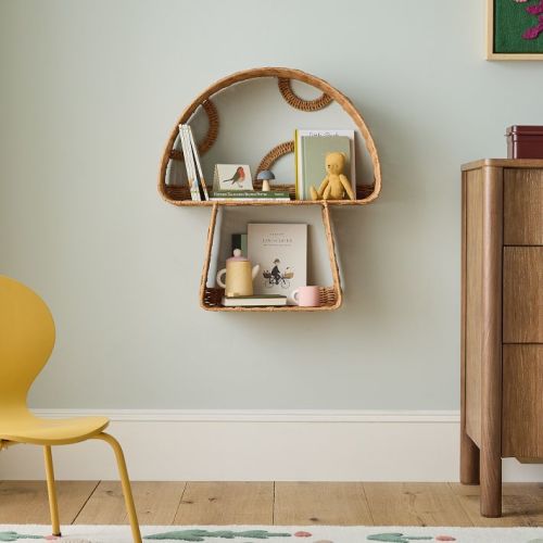 Mushroom Rattan Shelf (23")