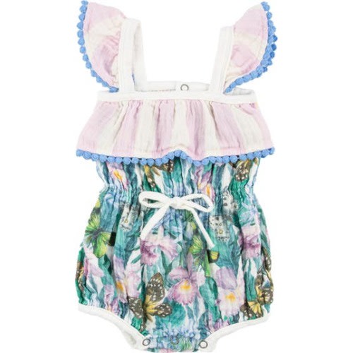 Willa Floral Ruffle Shoulder Bubble Romper