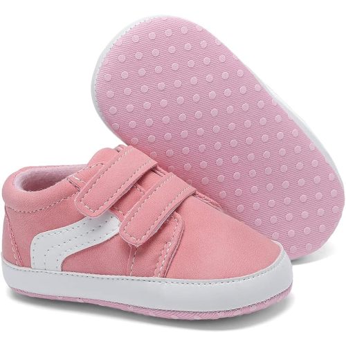 Clowora Unsex Baby Boys Girls Canvas First Walkers Shoes,Newborn Infant Non Slip Soft Sole Crib Casual Sneaker