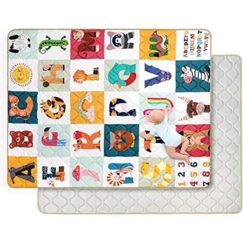 Baby Play Mat for Floor 59 * 71 inch, Extra Thick Soft Cushioning Foam Mat for Kids, Non Slip & Washable Crawling Mat for Toddler, Padded Play Mat for Baby Tummy Time