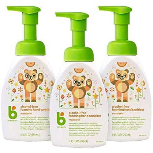 Foaming Pump Hand Sanitizer, Alcohol Free, Mandarin, Kills 99.9% of Germs, 8.45oz- Babyganics Pack of 3