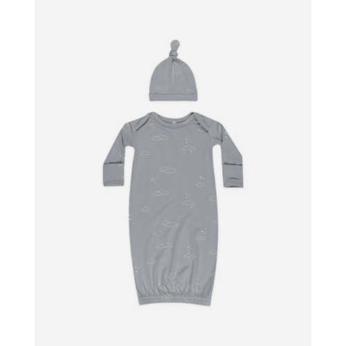 Bamboo Baby Gown + Hat Set || Clouds