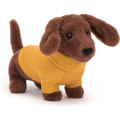 Jellycat Sweater Sausage Dachshund Wiener Dog Stuffed Animal, Yellow