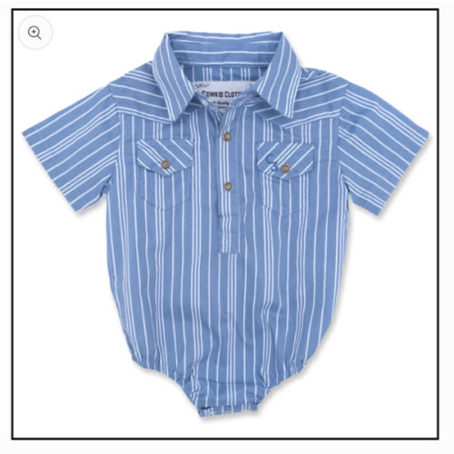 Vintage Blue Stripe Short Sleeve Pearl Snap Onesie – Cowkid Clothing Company