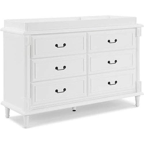 Delta Children Simmons Kids Juliette 6 Drawer Dresser with Changing Top, Greenguard Gold Certified, Bianca White