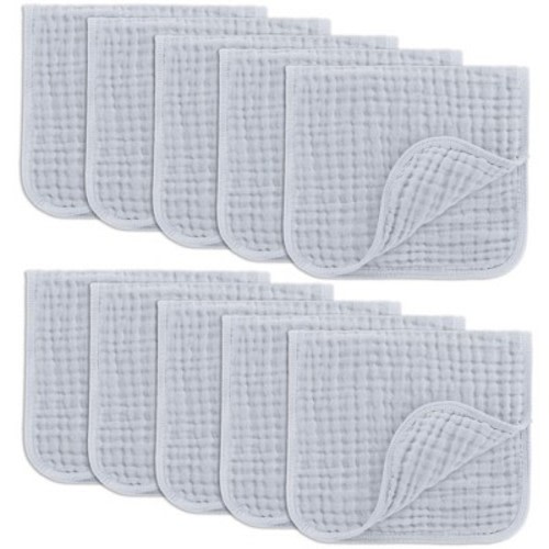 Muslin Burp Cloths Large 100% Cotton by Comfy Cubs, Color: Slate, Size: pack of 10