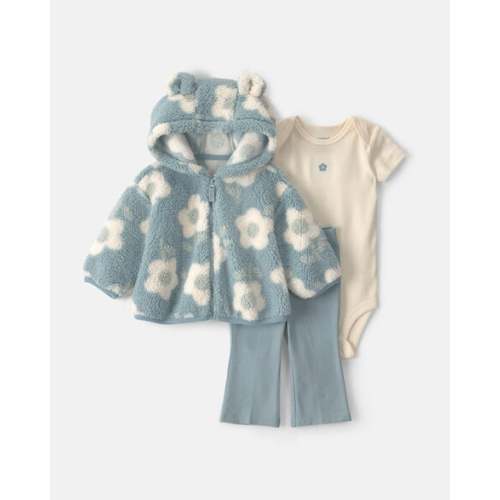 Baby Girl 3-Piece Floral Teddy Fleece Layering Set - Blue | Carter's