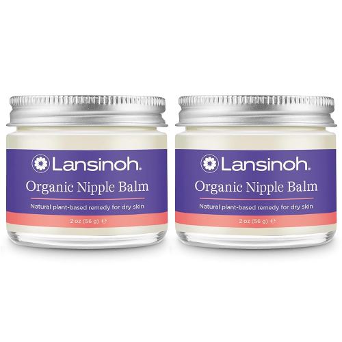 Lansinoh Organic Nipple Butter, 2 Count of 2 oz Jars, Safe for Breastfeeding Baby, Soothing Postpartum & Nursing Care for Moms, 4 oz Total