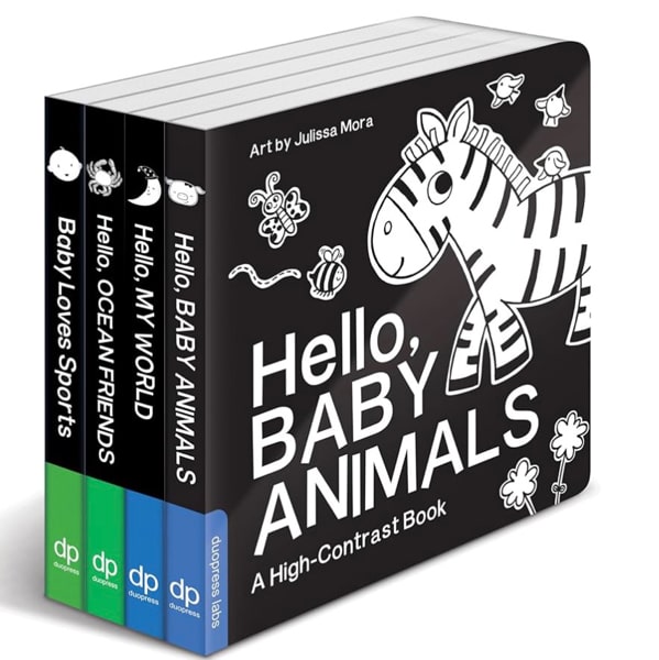 High Contrast Baby Book Set: 4 Board Books for Newborns