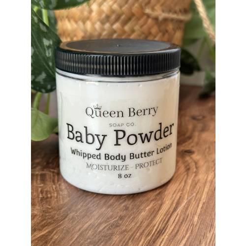 Baby Powder - Whipped Body Butter Lotion- Shea Butter  - No Colorants -  Cream / Lotion - Paraben Free, Cruelty Free