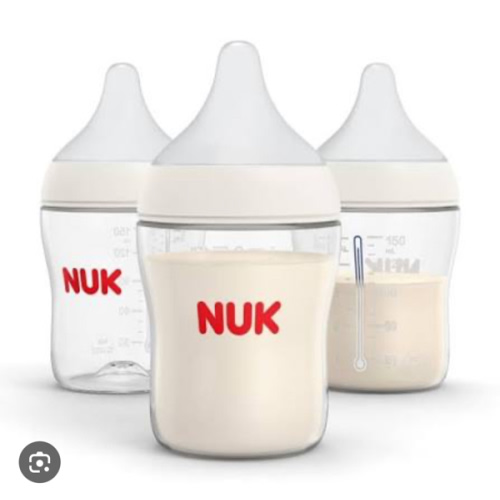 NUK Perfect Match 2-in-1 Natural and Anti-Colic Bottle with Medium Flow, Wide, Adaptable Nipple, 5oz., 4 Pack, BPA Free