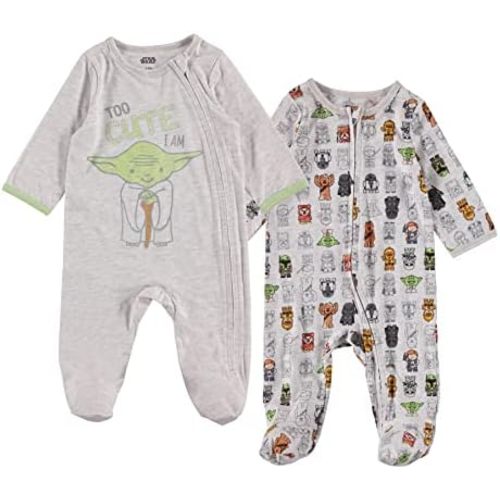 STAR WARS Chewbacca R2- D2 Darth Vader Stormtrooper Baby 2 Pack Zip Up Long Sleeve Sleep N' Play Coveralls Newborn to Infant