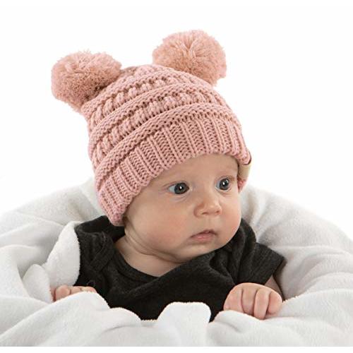 Funky Junque Baby Beanie Hat - Soft Knit Winter Cap with Double Pom Pom - Easter Pastels, Classic Solids, Value Packs