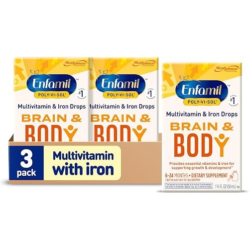 Enfamil Poly-Vi-Sol with Iron Liquid Multivitamin Drops, Supports Growth & Development*, 50mL Bottle​ (Pack of 3)