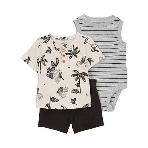 Baby Boy Carter's 3-pc. Palm Tree Henley Tee, Bodysuit & Shorts Set