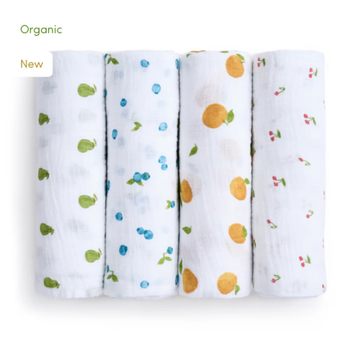Organic Cotton Muslin Swaddles 4 Pack in Fresh Fruit | aden + anais