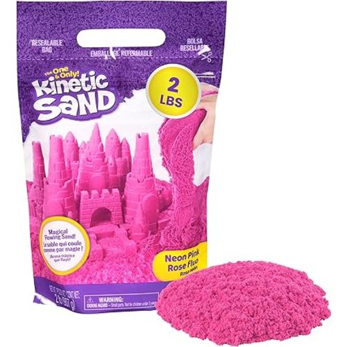 Kinetic Sand, 2lbs Pink Play Sand, Moldable Sensory Toys for Kids, Resealable Bag (Packaging May Vary), for Ages 3 and up