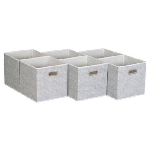 Household Essentials 11" Set Of 6 Storage Bins White Mix
