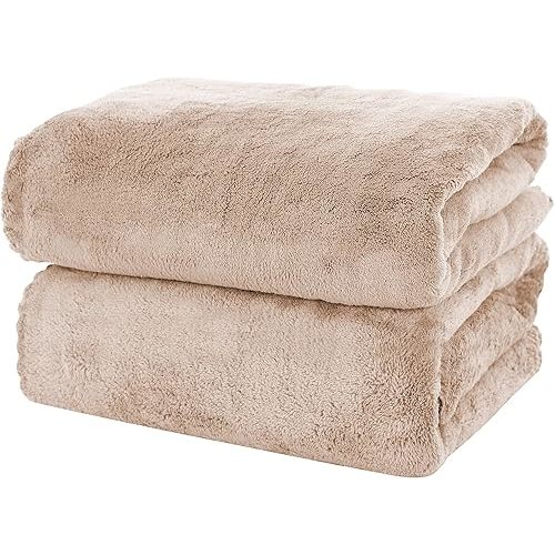 MOONQUEEN 2 Pack Premium Bath Towel Set - Quick Drying - Microfiber Coral Velvet Highly Absorbent Towels - Multipurpose Use as Bath Fitness, Bathroom, Shower, Sports, Yoga Towel (Brown)