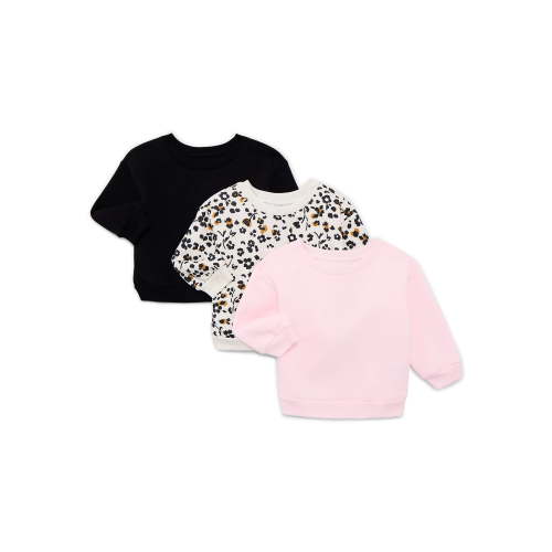 Garanimals Baby Girl 3-Pack Fleece Sweatshirt Multipack, Sizes 6-24 Months