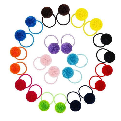24 Pcs Girls Fluffy Pom Ball Hair Ties, Hair Elastics, Value Set, Ponytail Holders for Girls & Toddlers