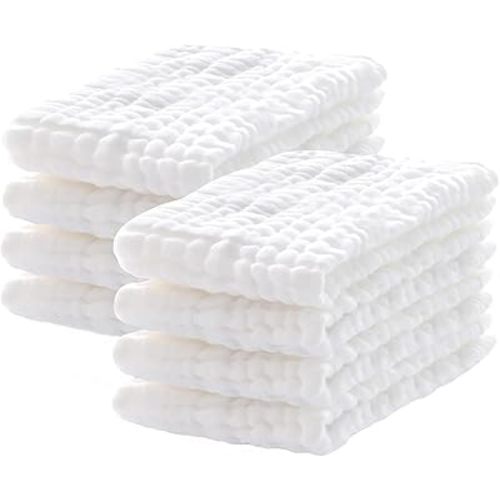 8 Pack Muslin Burp Cloths for Baby, 100% Cotton Burping Cloths for Boys Girls Large 20''X10'', Extra Soft and Absorbent