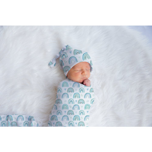Rainbow Swaddle Blanket blue greens