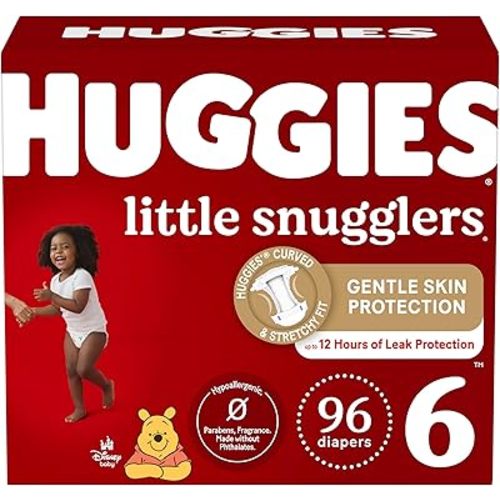 Huggies Size 6 Diapers, Little Snugglers Baby Diapers, Size 6 (35+ lbs), 96 Count (2 Packs of 48), Packaging May Vary