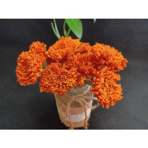 15 Dried Marigold, Orange, 1 to 1 1/2" flower heads, 6-7" total length. Dried Marigolds