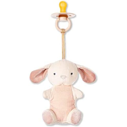 Itzy Ritzy - Bitzy Pal Pacifier & Lovey Set; Detachable Bunny Lovey & Coordinating Natural Rubber Pacifier; Ideal for Ages 0-6 Months, Bunny