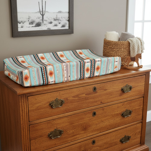 Mint Aztec Western Changing Pad Cover