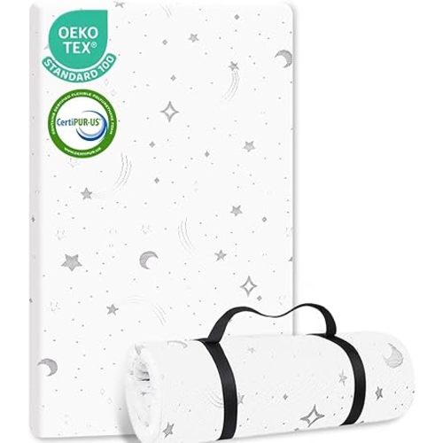Bamboo Viscose Pack n Play Mattress Pad (38"x26”x1.5") Dual Sided with Waterproof, Breathable,Washable Cover|Premium Memory Foam Baby&Toddler Foldable Pack and Play Mattress Pad|Playards&Playpen