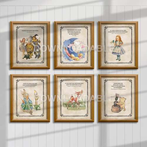 Downloadable Quotes 8x10 inches / Bundle of 6 Quotes / UNEDITABLE / Storybook Character Quote Decoration
