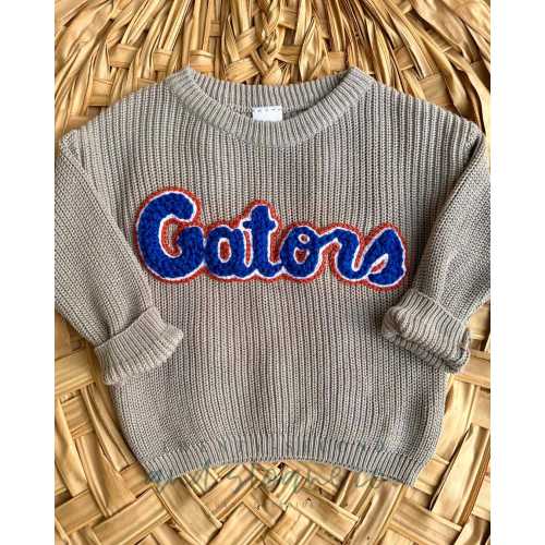 Toddler Gators Sweater Infant Florida Sweater Romper Baby UF Football Outfit Toddler Romper Go Gators Football Chunky Sweater Florida Baby