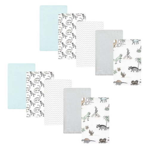 Hudson Baby Cotton Flannel Burp Cloths, Neutral Dino World 10-Pack, One Size