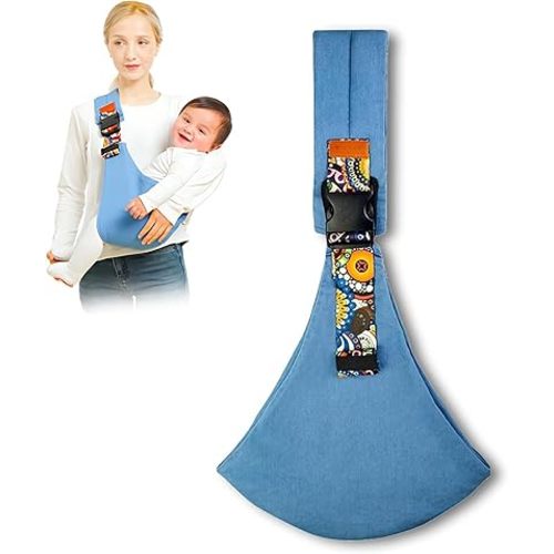 Baby Sling Carrier Newborn to Toddler Adjustable One-Shoulder Design with Hip Seat Support, Labor-Saving Baby Wraps Carrier 10-30 lbs(Blue)